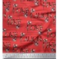 thumbnail image 1 of Soimoi Poly Georgette Fabric Floral Love Text Print Fabric by the Yard 52 Inch Wide, 1 of 5