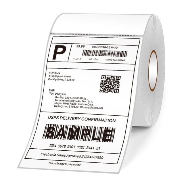 Eccomum Thermal Shipping Labels 4x6in Shipping Package Thermal Printer All-Purpose Label Paper Sticker Self-adhesive Waterproof Oil-Proof -scratch Suitable for Zebra UPS Ebay Shopify FedEx Labeling