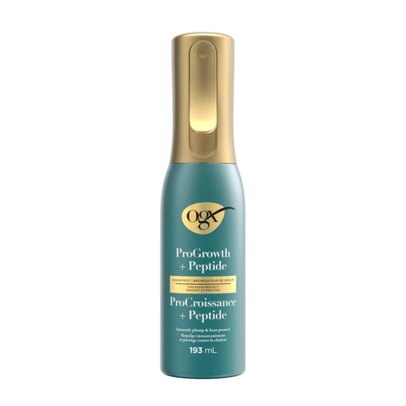 OGX ProGrowth + Peptide Serum Mist, Heat Protectant Spray Instantly Thickens Hair Root to Tip While Protecting hair fall due to Breakage for Visibly Thicker, Fuller Hair,*