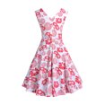 thumbnail image 3 of EGNMCR Robes de Soirée pour Femmes, Robes Formelles pour Femmes, Robes de Cocktail pour Femmes Sans Manches à Col en V Mi-Mollet Robe Confortable d'Été pour Femmes Sans Manches à Col en V Vintage Régulière à Imprimé Robe de Fête Robe pour Femme, 3 of 6