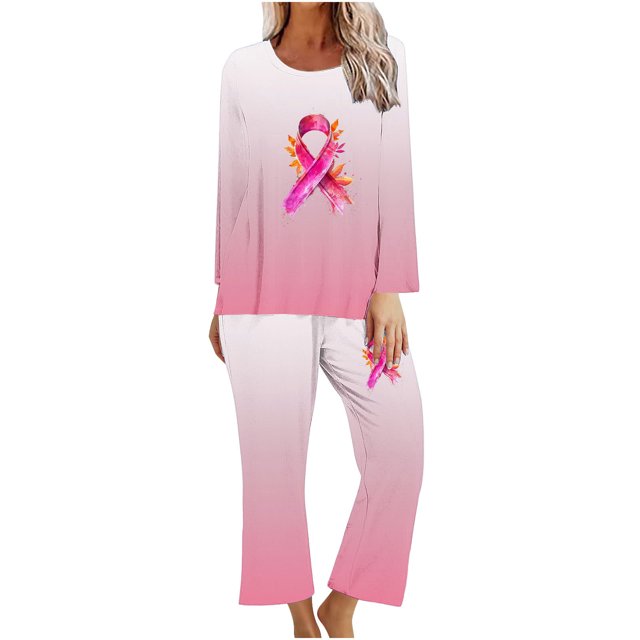 Rbaofujie Chemise de Nuit pour Femmes Ensemble de Pyjama Décontracté à Imprimé Dégradé pour Femmes