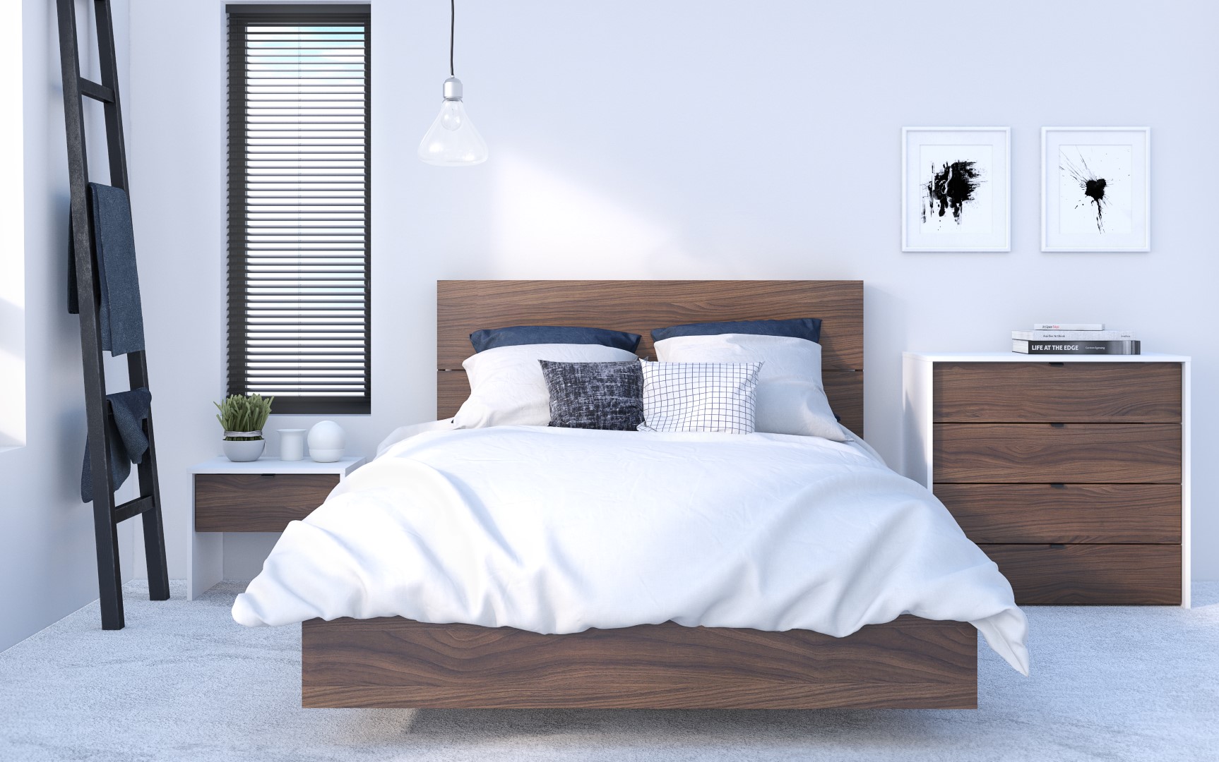 Nexera Ensemble de Chambre 4 Pcs avec Cadre de Lit, Blanc, Full