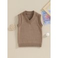 thumbnail image 2 of FOCUSNORM Toddler Sweater Vest Lightweight Sleeveless V Neck Solid Color Pullover Knitted Tank Tops, 2 of 9
