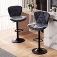 thumbnail image 3 of Hawsaiy Modern Bar Stools Set of 4, Adjustable Faux Leather Upholstered Swivel Bar Stools, Counter Height Bar Chairs with Back for Kitchen Island, Dark Gray, 3 of 7