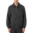 thumbnail image 1 of Lovzfmll Leather Jacket for Men, Solid Color Lapel Studded Zip Up with Pockets, Dressy Motorcycle Jacket for Men, 1 of 9