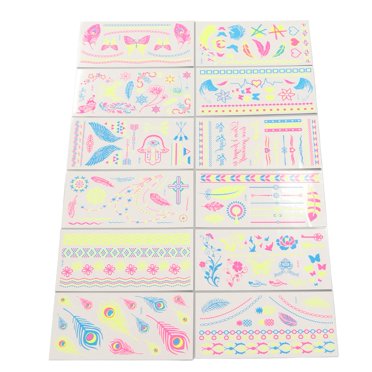 Stickers, 12 Sheets Fluorescent  Fashion Patterns Party Supplies  for Party