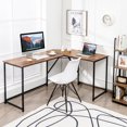 thumbnail image 3 of Costway 58"x 47" L Shaped Corner Computer Desk Home Office Workstation Brown, 3 of 10