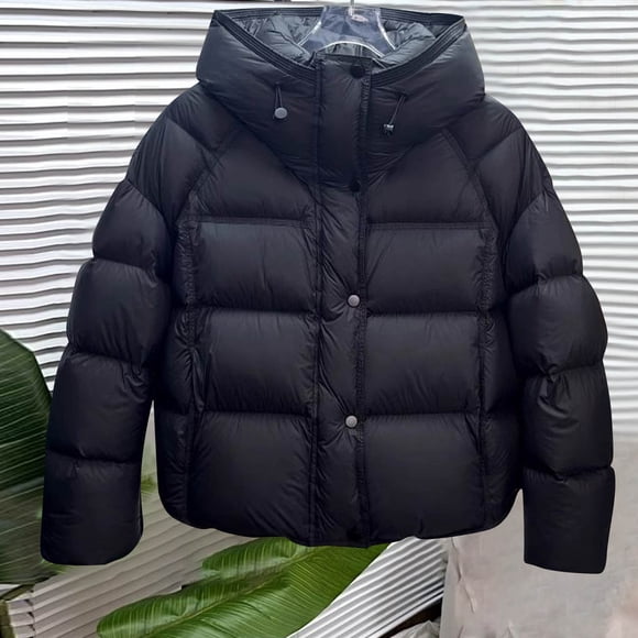 Tyidzon Women's Fashion Solid Color Casual Zipper Padded Keep Warm Cold Protection Long Sleeve Parkas