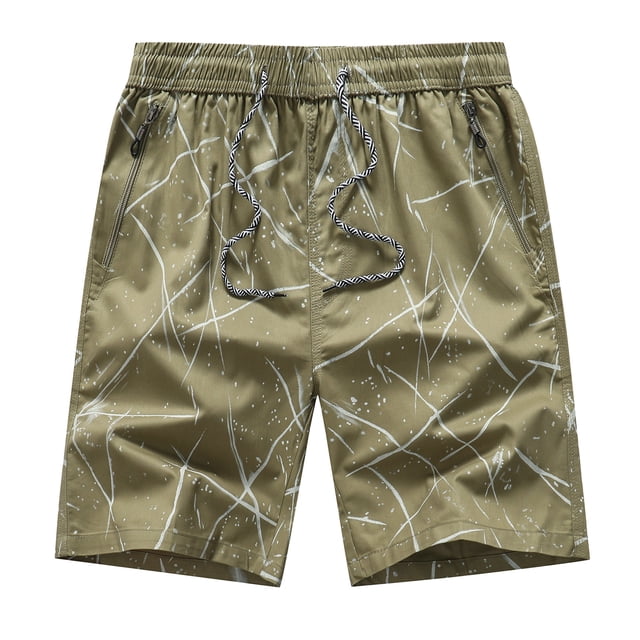 Pisexur Half Shorts Pants Fashion Men's Pocket Zipper Buttons Print Leisure Time Tooling Short Pants