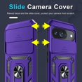 thumbnail image 4 of KOMI Case Compatible with Google Pixel 9/9 Pro Built in Slide Camera Lens Cover+Screen Protector+Finger Ring Holder Kickstand,Heavy Duty Shockproof Full Body Protective Phone Cover, Purple, 4 of 5