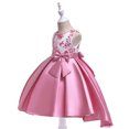 thumbnail image 3 of Robes d'Anniversaire pour Filles, Petites Filles, Couleur Unie, Broderie de Perles, Nœud, Robe de Fête d'Anniversaire à Fleurs, Robes pour Enfants, 3 of 9