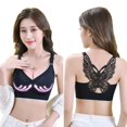 thumbnail image 2 of B91xZ Adjustable Strap Triangle Bra Cotton Unlined Underwire Bra,Black 3XL, 2 of 5