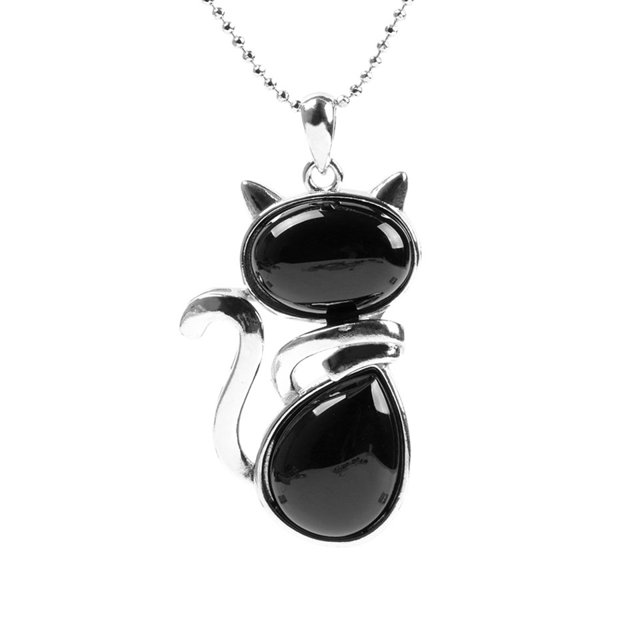 Colliers Pendentifs en Pierre Naturelle pour Femmes Perles en Forme de Chat Chaîne Bijoux