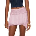thumbnail image 1 of Women's Low Waist Lace Mini Skirt Ruffled Tiered Pleated Flowy Slip Skirt - Polyester, S-L, 1 of 3