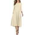thumbnail image 1 of Nlife Robe Midi Évasée à Manches 3/4 et Col Rond pour Femmes, 1 of 4