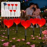 Amzcrzy Plastic Holiday Solar Lights Christmas Decorations Led Valentines's Day Solar Lights Valentines's Day Classic Shape Elementals Holiday Outdoor Garden Yard Decoration One Tow Five