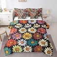 thumbnail image 1 of YST Ensemble de Douillette Groovy à Fleurs avec Draps 7 Pcs Format Simple Marguerite Colorée Lit en Sac Ensemble de Literie Rétro Floral des Années 60 70 pour Enfants Adultes, Mignon Ensemble de Lit Hippie à Fleurs Réversible, 1 of 5