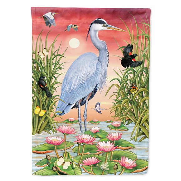 Carolines Treasures PRS4015CHF 28 x 0.01 x 40 in. Great Blue Heron Canvas House Flag