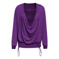 thumbnail image 4 of T-shirts pour Femmes à Manches Longues Pailletées, Tops d'Été Amples pour Femmes Violet m, 4 of 4