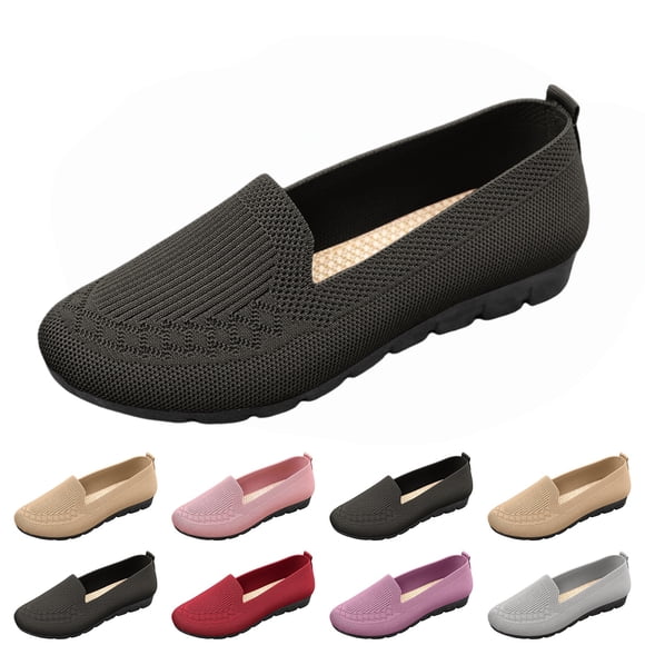 longantii Orthopedic Shoes for Women Arch Support Slip on Non Slip Nurse Shoes Wide Mesh Stretch Business Casual Shoes Soft 2026 Foam Shoes Black