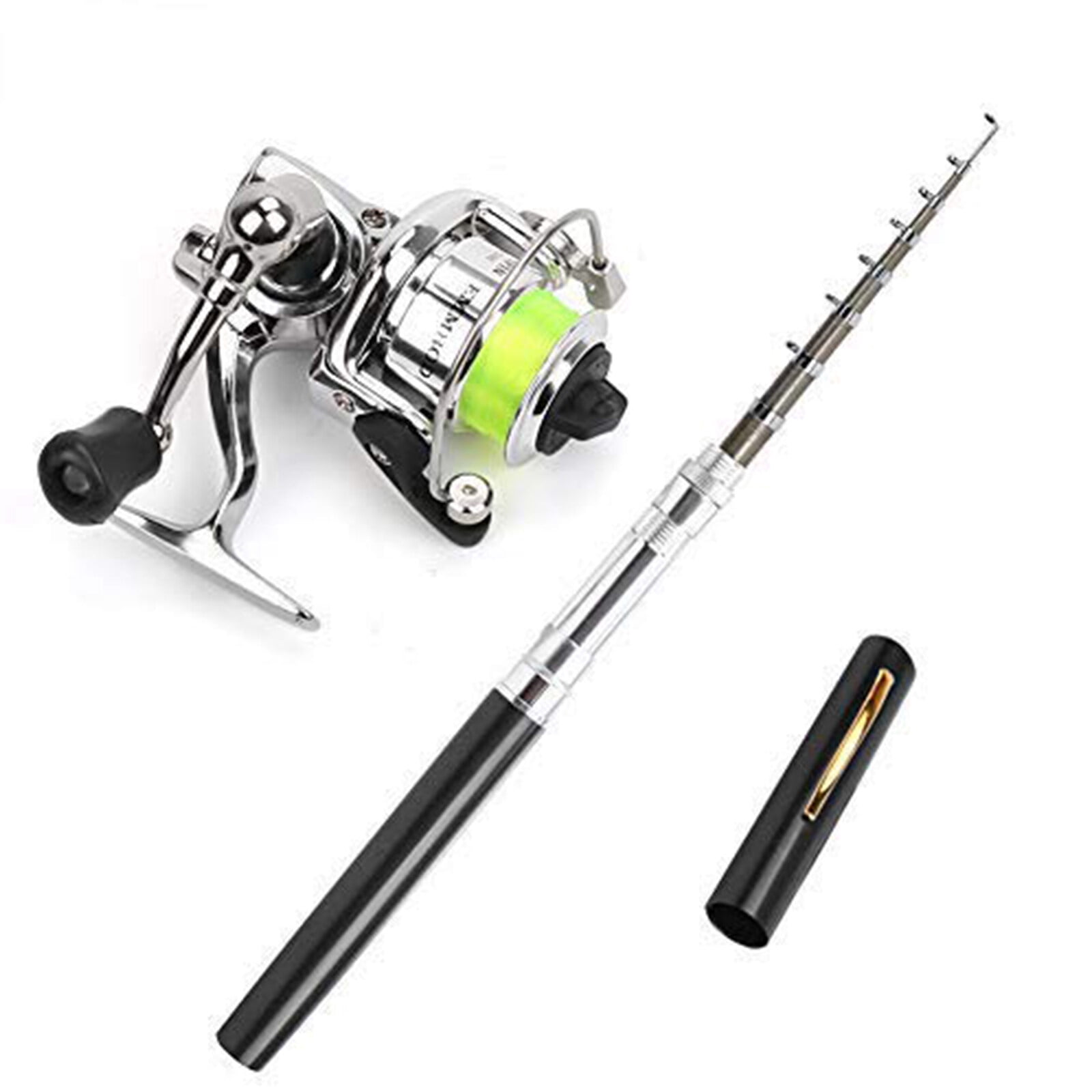 Pen Fishing Rod 39 Inch Mini Pocket Fishing Rod and Mini Metal Spinning Reel Travel Fishing Rod Set for Ice Fishing, Sea Fishing, Saltwater Fishing, Freshwater Fishing