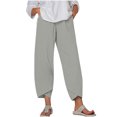 thumbnail image 2 of RXIRUCGD Women's Summer Comfortable Loose Wide Legged Fashion Solid Color Capris, Gray, Size: S, 2 of 5
