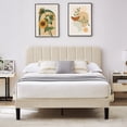 thumbnail image 1 of VECELO Queen Size Bed Frame with Upholstered Adjustable Headboard, Wooden Slats Support/No Box Spring Needed, Beige, 1 of 6