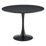 Aykah Table ronde pour 4 - Table ronde en bois manufacturé - Enregistrer Space avec socle en métal pour salle à manger, cuisine, salon (noir)
