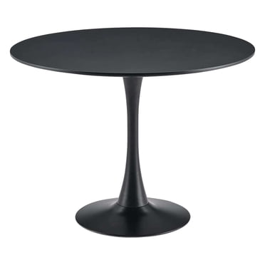Aykah Round Dining Table for 4 - Manufactured Wood Round Table - Saves Space with Metal Pedestal Base for Dining Room, Kitchen, Living Room (Black)