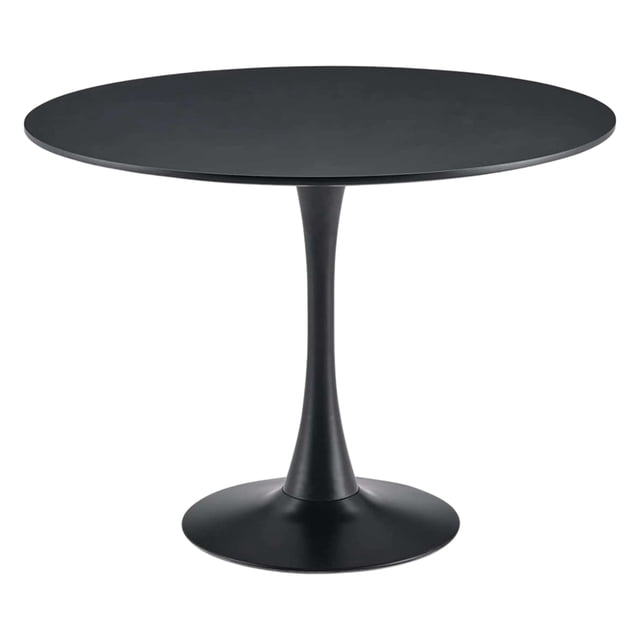 Aykah Table ronde pour 4 - Table ronde en bois manufacturé - Enregistrer Space avec socle en métal pour salle à manger, cuisine, salon (noir)