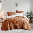 thumbnail image 1 of Regency Heights 7-Piece King Bed in a Bag Set, Reversible Comforter with Sheet Set and Shams, Burnt Orange, Solid Color, 1 of 7