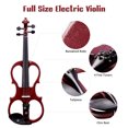 thumbnail image 2 of 4/4 Electric Violin Full Size Wood Silent Fiddle Stringed Instrument Bow Headphone Case Jujube Red, 2 of 11