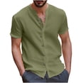 thumbnail image 2 of TIMIFIS Mens Short Sleeve Top Cotton Linen T Shirts Beach Solid Short Sleeve Shirts V-neck Button Closure Tops Blouse - Spring/Summer, 2 of 6