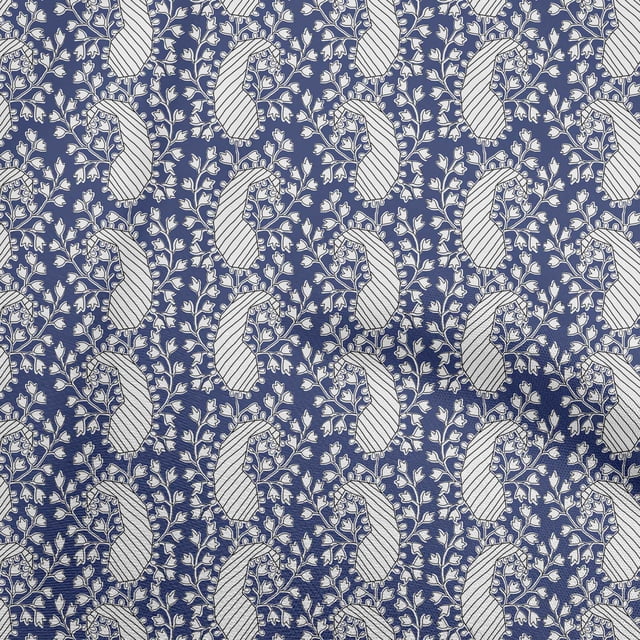 oneOone Cotton Poplin Medium Blue Fabric Block Sewing Material Print Fabric By The Yard 56 Inch Wide-T7