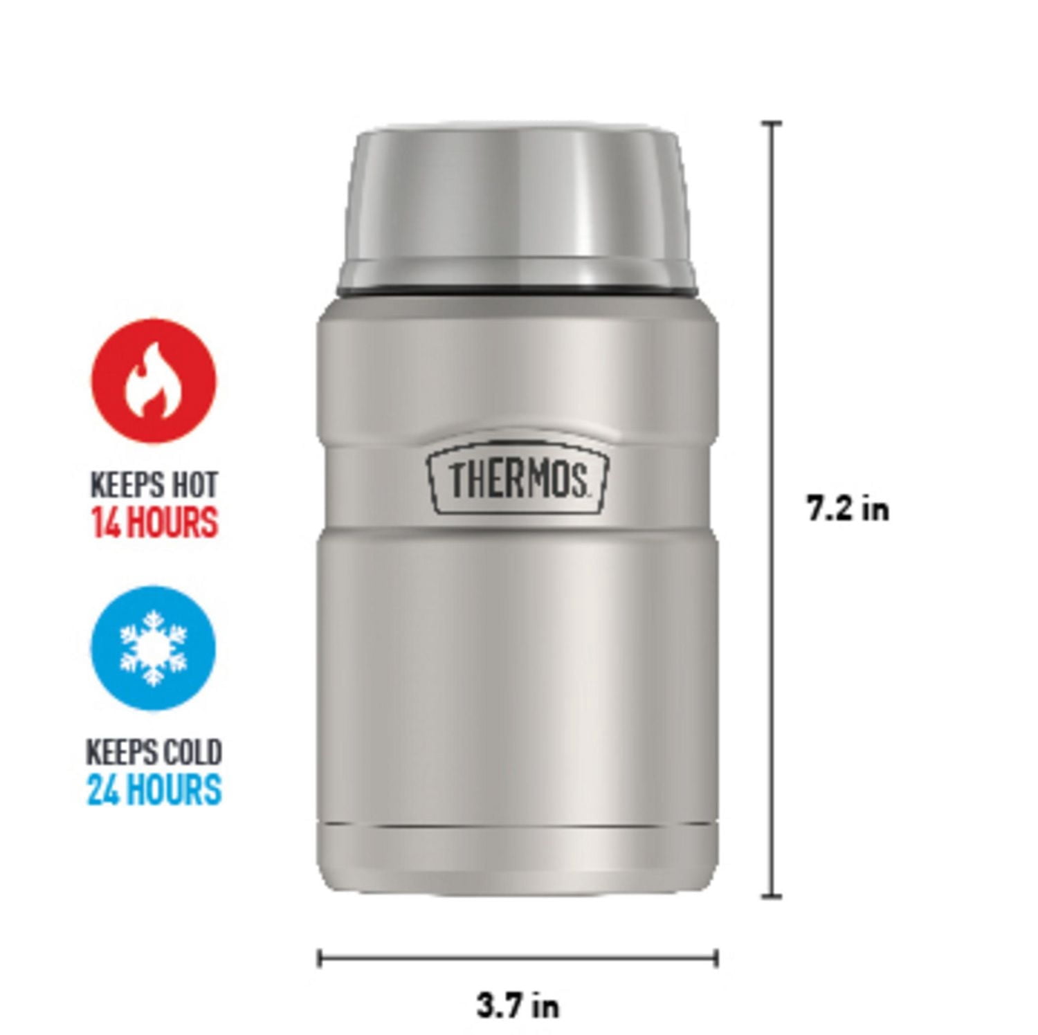 Thermos Stainless King Vacuum Insulated Stainless Steel 24 oz Food Jar with Folding Spoon. Silver