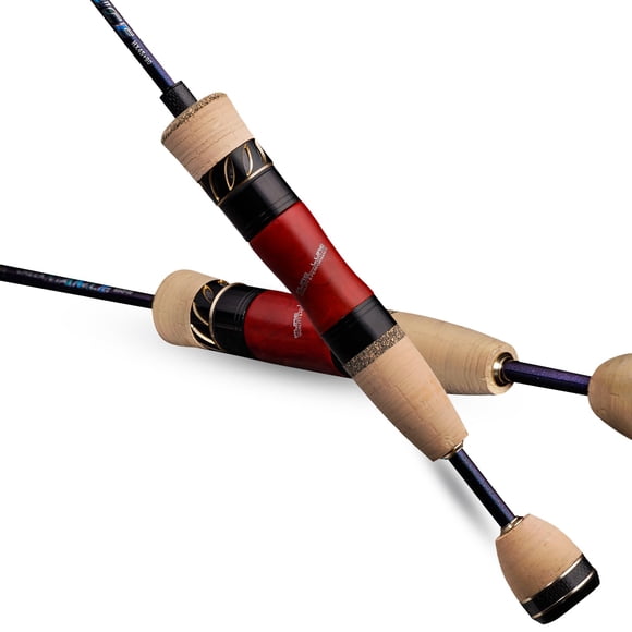 PURELURE Canne à Truite Ultralégère Spinning de Danse Ruisselante 5 Pieds6 Pieds' en Fibre de Carbone, Action Modérée et Rapide, Canne de Voyage Côtière 2 Pcs, Poignée en Liège 3A, Siège de Moulinet Léger