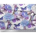 thumbnail image 3 of Soimoi Blue Cotton Poplin Fabric Hummingbird,Insect & Floral Print Fabric by The Yard 42 Inch Wide, 3 of 3