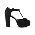 thumbnail image 3 of BLISSFUL STEP Women's Shoes Mary Janes Platform Pumps T-Strap Block Heel Round Toe Bow Decor Casual Shoes Black 10, 3 of 7