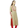 thumbnail image 3 of Phagun Kurta Tunique Droite en Rayonne pour Femmes, Kurti à devant Ouvert, Col Mandarin, Haut Indien, 3 of 8