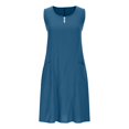 thumbnail image 4 of yoeyez Robes d'Été pour Femmes 2025 Tendance Coton Lin Grande Taille Robes Maxi Sans Manches Col Rond Robe Unie Bleu,m, 4 of 6