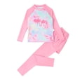 thumbnail image 1 of MIASHUI Kid Girls Two Piece Rash Guard Swimsuits Long Sleeves Shirt and Swim Trunks,Pink,9-10 Years, 1 of 5