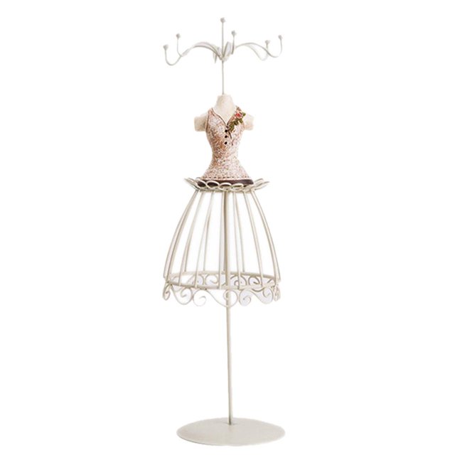ZLight Elegant Jewelry Display Stand Rack Necklace 3 Steel Hanger Bracelet Earrings Champagne