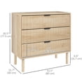 thumbnail image 3 of HOMCOM Commode, Commode à 3 Tiroirs avec Panneaux Cannelés, Chêne, 3 of 10