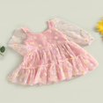 thumbnail image 3 of Robe Trapèze pour Bébé Fille, Imprimé Marguerites, Manches Longues, Tulle en Maille, Robe de Fête, 3 of 8