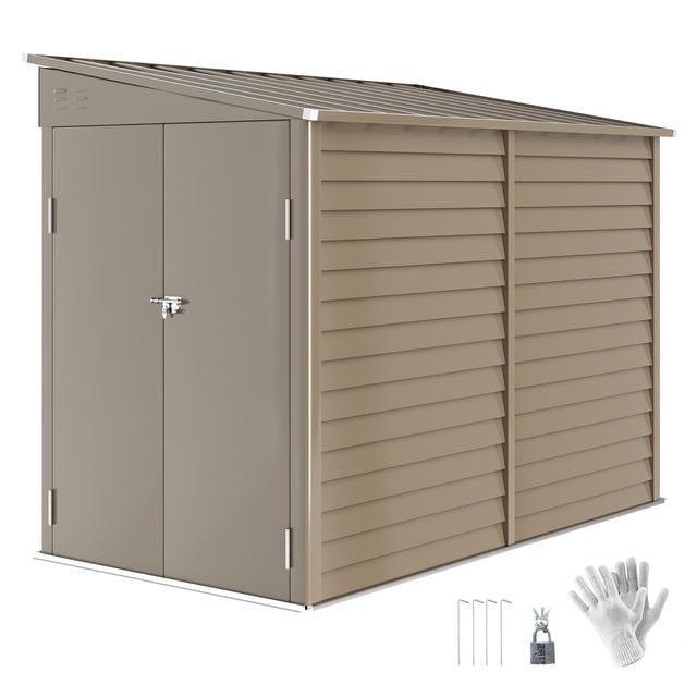 Outsunny Remise de Rangement Extérieure en Métal 4,6 Pieds x 9 Pieds avec Portes Verrouillables Brun