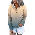 thumbnail image 2 of WEAIXIMIUNG Sweatshirts for Women Trendy Graphic Women's Autumn and Winter Fashionable Street Style Gradually Changing Color Button Collar Pocket Drawstring Casual Sports Hoodie (3), 2 of 5