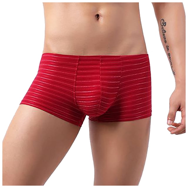 TIHLMK sous-Vêtements pour Hommes Tendance Mode Rayures Colorées Confortables Boxeurs Taille Basse