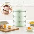 thumbnail image 1 of Boîte à Lunch Bento pour Enfants, Bol de Boîte à Lunch en Acier Inoxydable Isolé, Contenants de Préparation de Repas, Contenant de Boîte à Lunch, Collation, Boîte Bento, Vert-3 Couches, 1 of 6
