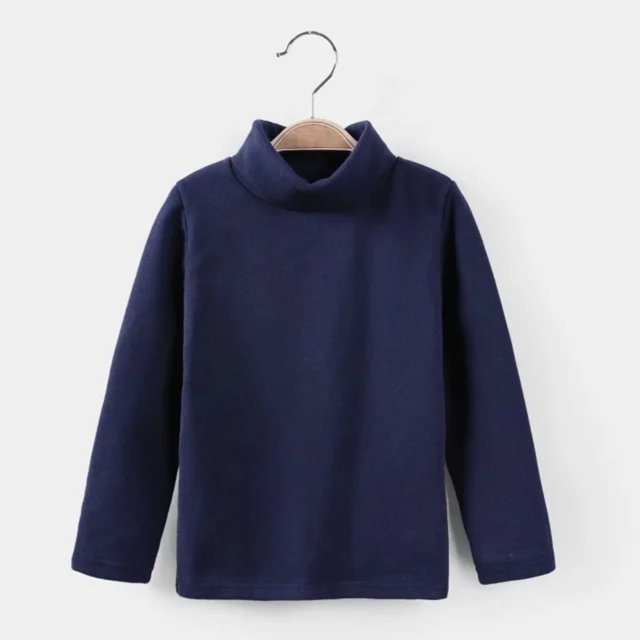 LNGOOR Nouveau 2021 Automne Hiver Garçons Filles Mode T-shirt Uni Manches Longues Col Rond Chaud Décontracté