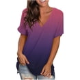 thumbnail image 1 of HWRETIE T-Shirt Dégradé pour Femmes à Manches Courtes, Col Rond, Coupe Ample, Haut Décontracté, Blouse d'Été, 1 of 4